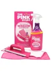 Набір для миття вікон The Pink Stuff Window Cleaning Kit (спрей 850 мл з рожевим оцтом для скла і дзеркал The Pink Stuff Window & Glass Cleaner Spray Rose Vinegar, 2 мікрофібри і ручка для насадок)