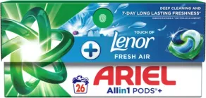 Капсули для прання Ariel Pods+ All-in-1 Touch of Lenor Дотик свіжого повітря Lenor 26 шт (8700216766043)
