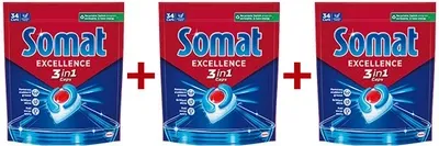Упаковка капсул для посудомийної машини Somat Excellence 3-in-1 34 шт х 3 пачки (9000101831986/9000101831986/9000101831986)