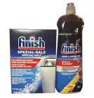 Набір Finish: сіль для посудомийних машин 1,2 кг + ополіскувач Rinse & Shine Aid Lemon 800 мл